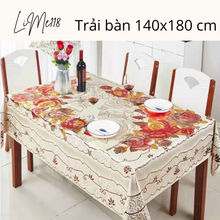 Trải bàn chữ nhật đủ kích thước 3D chống thấm nước hoa văn dập nổi sang ...