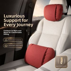 MUKANG Breathable Car Headrest PU Leather Comfortable Car  Lumbar Support Universal Leather Car Seat Waist Pillow Car Seat
