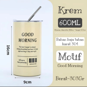 Tumbler Jumbo Mug 600ml Termos Cup Botol Bahan Stainless Free Sedotan Cangkir Kopi Stainless