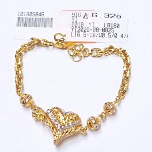 JIN JING RANTAI TANGAN 2C LOVE/RIBBON EMAS 916 TULEN (HOLLOW) 6.32G/6.45G/7.65G/7.68G