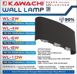 Lampu Dinding Hias/ Lamp Minimalis / Lampu Taman Outdoor Indoor Anti Air Modern/ Wall Lamp Kawachi 2Watt/4Watt/6Watt Aluminium
