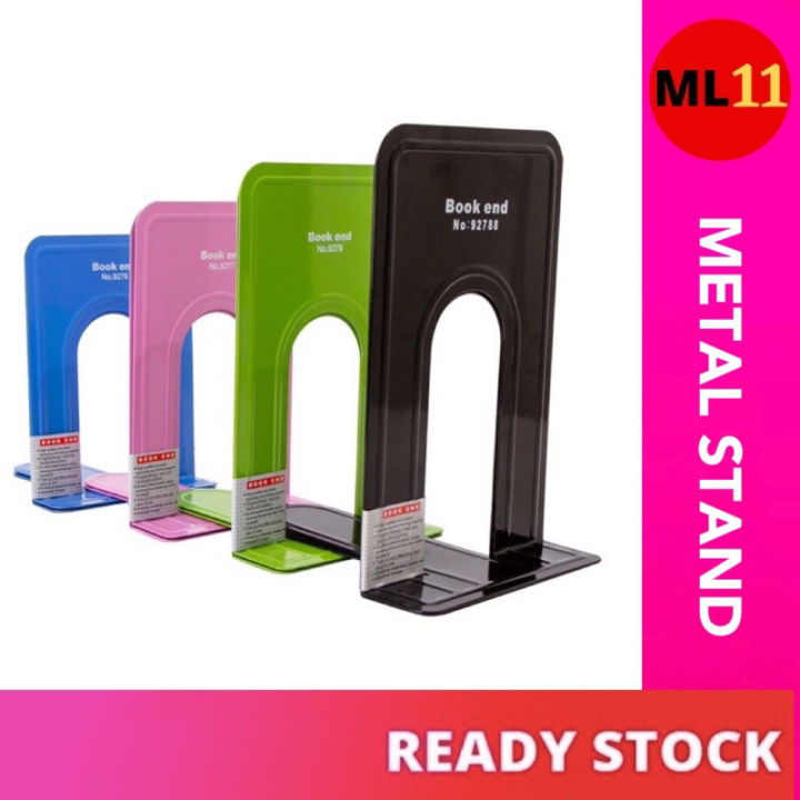 (2 PCS) High Quality Metal Book Stand Bookend Book Holder Book Ends Rak