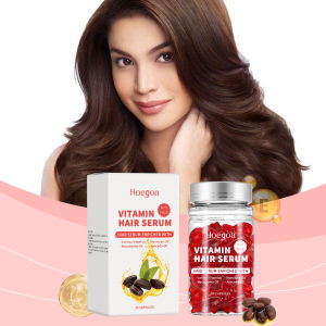 Hoegoa Vitamin Hair Serum 30 viên nang - Tinh dầu dưỡng tóc chứa Vitamin E dầu Argan dầu Jojoba và dầu Macadamia giúp tóc mềm mượt giảm xơ rối và hỗ trợ phục hồi tóc hư tổn dễ sử dụng hàng ngày