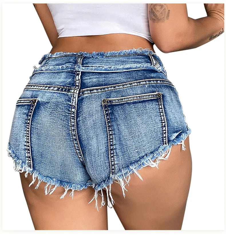 Hole Elastic Women Denim Shorts 2022 Summer Hot Sale Jeans Low Waist Sexy  Shorts Clothing Pantalones Cortos De Mujer