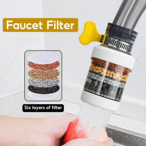 Faucet Filter 360 ° Rotating Removable Six Layer Household Faucet Universal Filter Splash Proof Water Saving Faucet Filter