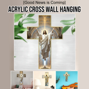 【Good News is Coming】Acrylic Wall Decoration Cross Wall Hanging Home Religious Decoration Suitable for Bedroom Living Room