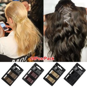 GOODOO 24Pcs/Pack ที่คาดผม ทรงผม ผู้หญิง Bobby Pins กิ๊บติดผมเด็กผู้หญิง กิ๊บติดผม 24 ชิ้น กิ๊บติดผมผู้หญิง หยักศก