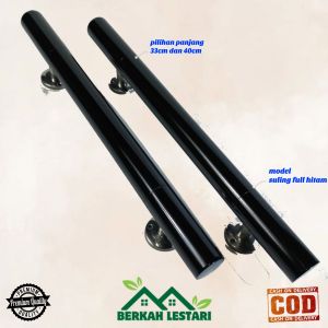 tarikan gagang pegangan handle pintu rumah minimalis pilihan panjang 33cm dan 45cm bahan stainless model suling full hitam untuk pintu depan dan kamar set body kunci