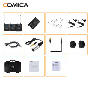 COMICA CVM-WM300II 96-kênh UHF Hệ thống micro không dây với bên ngoài ve áo Micro tương thích với DSLR máy ảnh máy quay phim điện thoại thông minh