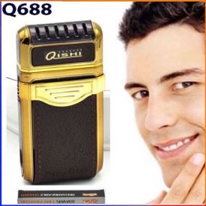 Máy cạo râu QishiQ688 bọc da tặng kéo cắt đa năng gấp gọn