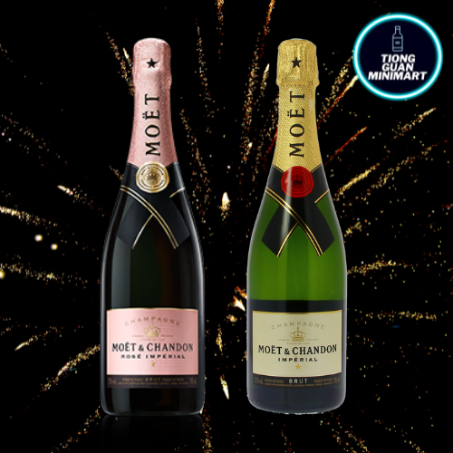 MOET CHANDON BRUT IMPERIAL X ROSE IMPERIAL ( 750ML ) 2 BOTTLES BUNDLE ...