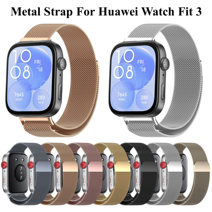 Metal Strap For Huawei Watch Fit 3 Milanese Stainless Steel Watchband ...