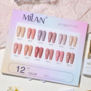 MiLAN NaiL Gel Polish 12 Colors Naked Peach Color Series 15 ML Bottle POPULAR  Pink Nude Series Fashion Nail Gel Soak Off Nail Uv Long-Lasting Glossy Easy-Soak And Pigmented For Nail Designer And SaLon Beauty Care