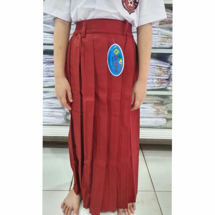 ROK SERAGAM SEKOLAH SD PANJANG/ROK REMPEL PANJANG WARNA MERAH SIZE 1 ...