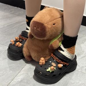 GBSDN Plush Capybara Shoe Decorations Resin Metal Animal Shoe Accessories Funny Cartoon Shoe Charms Girls