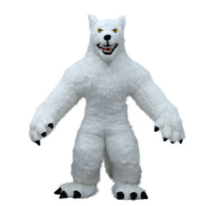 Inflatable Plush Wolf Mascot Costume Animal Carnival Halloween Adult Cosplay Fancy Costume Set