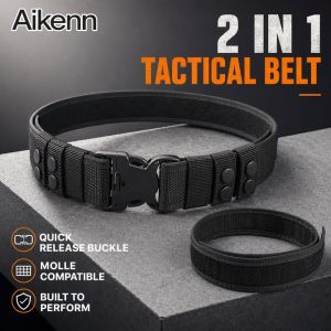 2 In 1 Men Tactical Belt Quick Release Buckle Nylon Adjustable For Outdoor Hiking Daily Wear Male