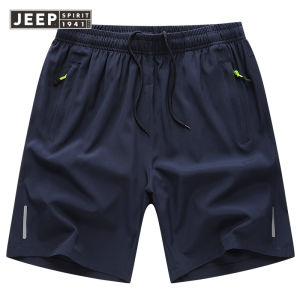 JEEP SPIRIT กางเกงกีฬาขาสั้นผู้ชายวิ่งออกกำลังกายธงขนาดใหญ่สำหรับชายหาดห้าจุดแบบลำลองอินเทรนด์แห้งเร็วกางเกงบาสเกตบอล