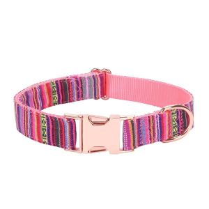 ปลอกคอสัตว์เลี้ยง ปรับขนาดได้ หัวเข็มขัดโลหะ ปลอกคอสีพาสเทล ปลอกคอพร้อมสายจูง