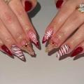 9033  HYPIKAU Almond French Tip Press on Nails Glossy Finished Reusable False Nails 24Pcs Nail Women. 