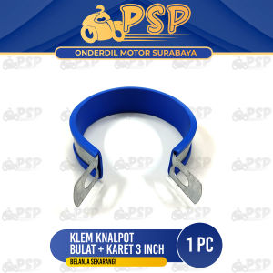 Klem Knalpot Bulat + Karet 3 Inch - Bracket Breket Silincer Karet Pelindung Sabuk Kenalpot Universal