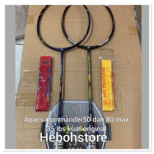Raket Badminton APACS NEW COMMANDER 50/80 Free grip kuat 35 LBS ORIGINAL