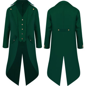 2024wish New European and American mens fashion Medieval retro clothing mens mid-length punk retro tuxedo men