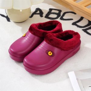 Free Shipping Winter Wear-Resistant Fleece-Lined Waterproof Cotton Slippers For Men And Women Suitable For Indoor And Outdoor Use And Ideal As Postpartum Slippers