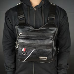 Tas Dada Terbaru Bahan Kulit PU Leather Polo Amstar Chest Bag Chest Rig Bag Waterproof Tas Rompi Tas Selempang Dada