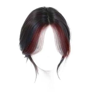SUTONGXUE Màu xanh dương nổi bật Tóc giả tổng hợp Phần giữa Thẳng Lông giả Thời trang Tự nhiên Mở rộng tóc mái kẹp Che Tóc Trắng