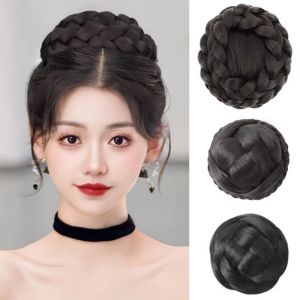 SWEET TIM ที่มีคุณภาพสูง ล่องหนแบบล่องหน ทันสมัยและทันสมัย การต่อผม สาวๆ ชิ้นส่วนเส้นผมม้วนทรงโดนัท แบบตรง ไฟเบอร์ทนความร้อน สำหรับผู้หญิง ชิ้นผมเจ้าสาว วิกผม Hanfu มวยผมปลอม ถักมวยไม่