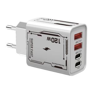 120W Powerful Two USB C PD Port European Plugs Simultaneous Multiple Device Charging