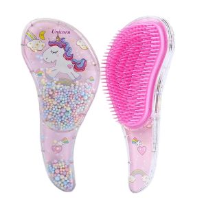 HTF Small Hair Care Comb Cartoon Unicorn Head Massager High Quality Anti-knot Hair Comb Cute Kids Children Hairdressing Comb