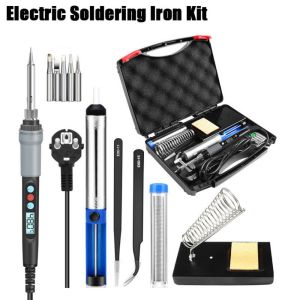 KJ57K 90วัตต์ค่ะ ชุดหัวแร้งไฟฟ้า 220โวลต์/110โวลต์ จอแสดงผลดิจิตอล LCD เคล็ดลับการบัดกรี แบบพกพาได้ ปรับอุณหภูมิได้ ปากกาหัวแร้งบัดกรี การเชื่อมเชื่อม