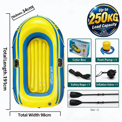 Inflatable Fishing Boat 5-7 Person Family Raft Heavy Duty PVC Boat for Beach Sea Fishing Adventure