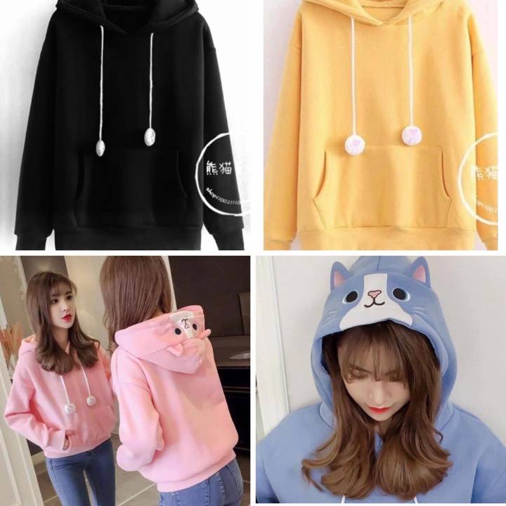 Fashion casual pullover hoodie jacket cat jacket hk jacket panda jaket Lazada PH