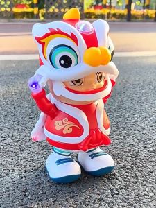 CNY Lion Dance Boy Musical Toy with Light Sound Body Movement Walking Action for Children 舞獅小男孩跳舞玩具