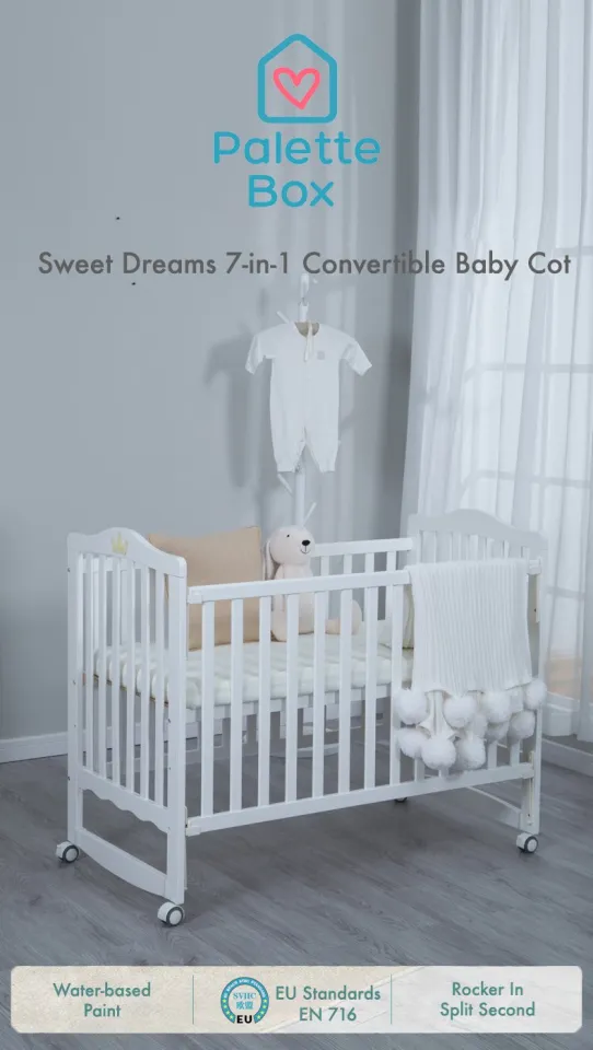 Palette Box Sweet Dreams 7-in-1 Convertible Baby Cot Rocker