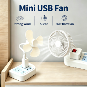 Portable 14cm USB Ceiling Fan Silent 3-Blade Hanging Cooling Fan Plug-in Mini Fan for Bedroom Office Dormitory Travel