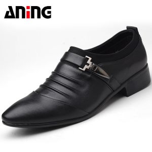 Sepatu Kulit Bisnis Pria Sepatu Pernikahan Strapless Sepatu Peninggi Ujung Runcing 1618