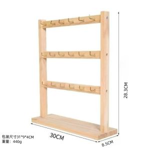 Desktop solid wood jewelry display rack necklace earring storage rack solid wood keychain storage rack with hook display rack