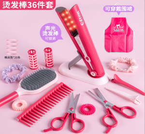 37PCS Dress up hair dryer salon curling iron girl pretend beauty fashion toy for Girls pretend play toys