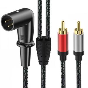 3pin Nam để 2RCA Bộ chia Bộ chuyển đổi vá cáp 3Pin Nam để 2RCA âm thanh nổi cáp cho Studio sử dụng