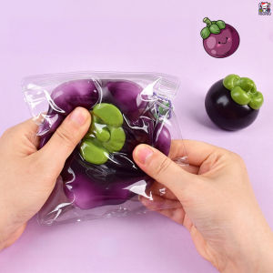 [SG Seller]Simulation Mangosteen Liquid Filled Squishy Toy Portable Pocket Fidget Toy Soft Squeeze Stress Relief  Gift