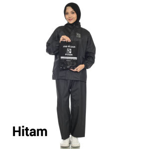 Jas Hujan Pria Wanita Setelan Jaket Celana Anti Rembes Bahan Tebal Elastis Merek Piton