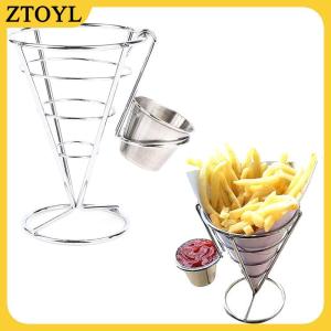 ZTOYL Giá để khoai tây chiên bằng thép không gỉ giá để Giỏ hình nón cho khoai tây chiên cá và khoai tây chiên