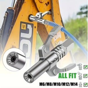 KEPALA POMPA GREASE GUN COUPLER 1/8" ADAPTOR PISTOL GEMUK HIGH PRESSURE ALAT APLIKASI MINYAK GEMUK PEGANGAN GANDA DENGAN PENGUNCIAN DAN PELEPASAN CEPAT - Nosel Pelumas