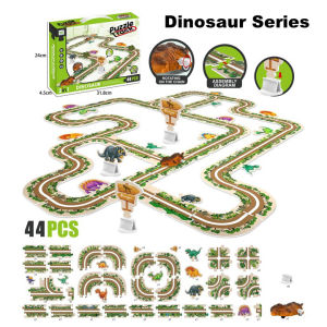 Track Car Toys Puzzle Rail Car Playset Vehicle Montessori Educational Toy Birthday Gift For Kids Mainan Kereta 拼图轨道车