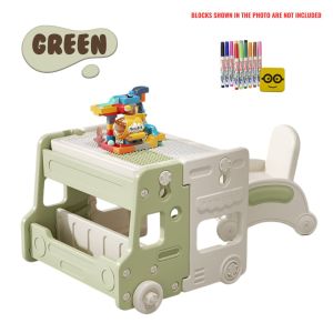 Mini Bus Double Sided Table Ages 3+ Multi-Mode Functional Study Table Gift For Kids by WISHLAND