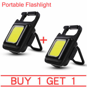 【2 PCS】Mini LED Flashlight Work Light Portable Pocket Flashlight Keychains USB Rechargeable for Outdoor Camping Small Light Corkscrew